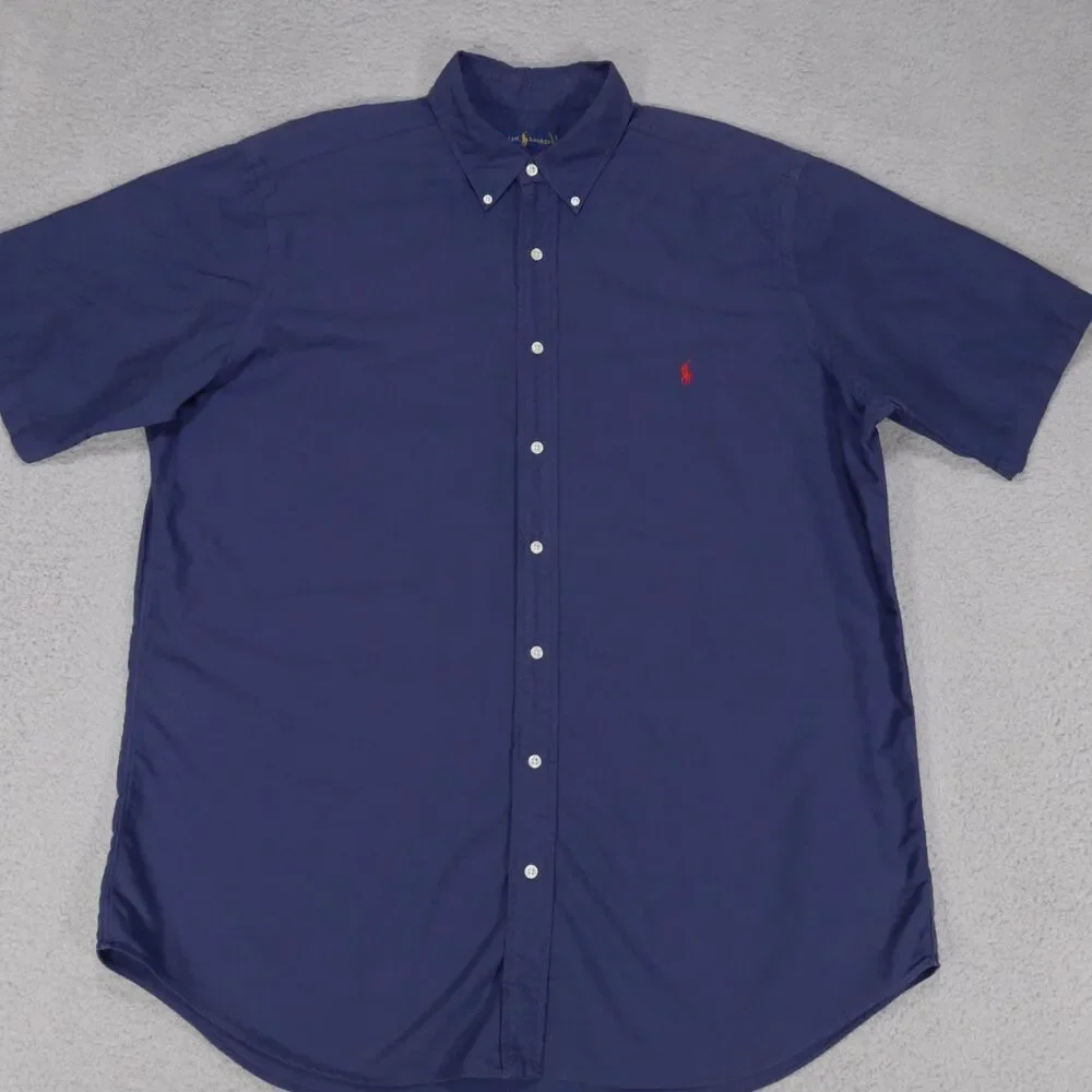 Polo Ralph Lauren Shirt Mens XLT Blue Chambray Short Sleeve Button Down
